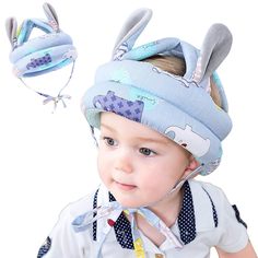 Противоударная шапка шлем Toutou для новорожденных для защиты головы, голубой