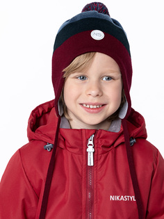 Шапка детская NIKASTYLE 11м10524, паприка/джинс, 48