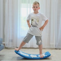 Качалка-балансборд детский UNIX Kids Monster (2 в 1), лошадка-качалка, голубой