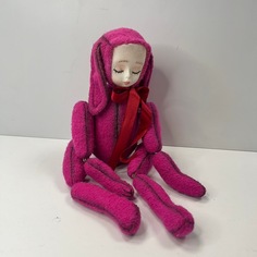 Мягкая игрушка Кукла розовая, ручная работа, 25 см No Brand