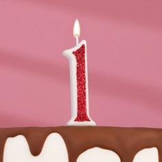 Свеча в торт на шпажке "Рубиновая коллекция", цифра 1, 5,5х3 см, рубиновая Страна Карнавалия