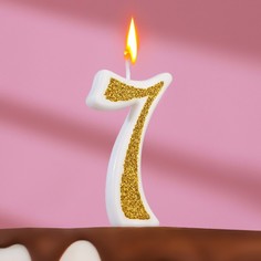 Свеча для торта "Блёстки" цифра 7, золотистая, 7 см Страна Карнавалия