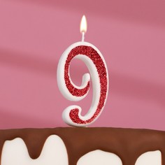 Свеча в торт на шпажке "Рубиновая коллекция", цифра 9, 5,5х3 см, рубиновая Страна Карнавалия