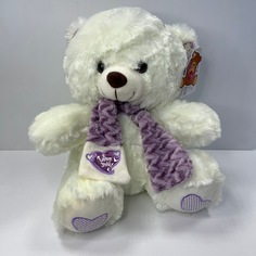 Мягкая игрушка OkToys Медведь в шарфе белый