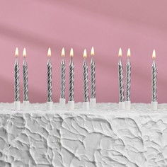 Свечи в торт "Спираль", 10 шт, средние, 7 см, металлик Страна Карнавалия