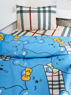 Постельное белье Сонный гномик Мишка с бантиком голубой