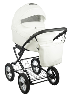 Коляска 2 в 1 Jovola Tessa Classic Eco, белая кожа
