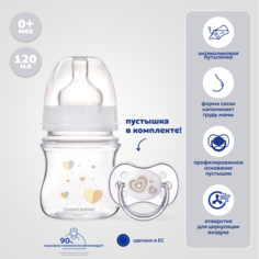 Набор CANPOL Newborn baby Антиколиковая бутылочка 120 мл и пустышка для новорожденных 0-6