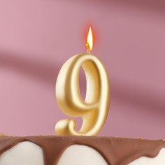 Свеча для торта цифра "Овал" золотая "9", большая, 5,5 см Страна Карнавалия