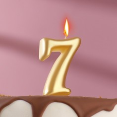 Свеча для торта цифра "Овал" золотая "7", большая, 5,5 см Страна Карнавалия