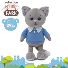 Мягкая игрушка Kult of toys Котик Грей в толстовке с воротником серый 29см