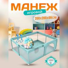 Манеж детский игровой NEW ALFA 200х200х66 бирюзовый