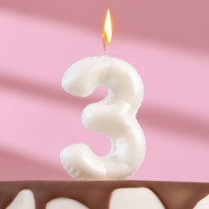 Свеча в торт "Шары", цифра "3", жемчужный, 5,5 см Страна Карнавалия