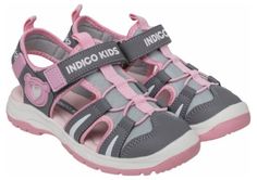 Босоножки Indigo Kids для девочек, размер RU 29, серые и розовые, 22-817D