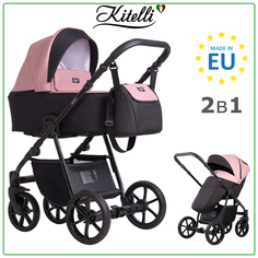 Коляска 2 в 1 Kitelli Areo 05, черный, розовый, рама черная