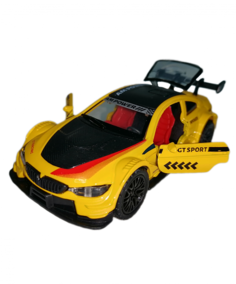 Машинка racing металлическая, инерционная, со светом, звуком, желто-красный No Brand