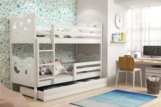 Двухъярусная кровать Mebel siena Звезды, венге-2 с ящиками на колесах, 90х190 см