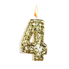 Свеча праздничная цифра 4 Страна Карнавалия Блестки 4 х 6,5 см золотистая