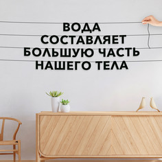 Гирлянда-растяжка Вода составляет большую часть нашего тела VN030 черная No Brand