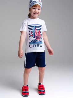 Комплект трикотажный: футболка, шорты PlayToday 12412024, 122, белый, тёмно-синий