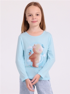 Лонгслив детский Апрель Л349001010У3, светло-голубой109 Мишутка и бабочка, 104