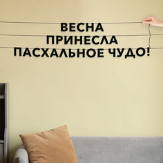 Гирлянда-растяжка Весна принесла Пасхальное чудо! VN020 черная No Brand