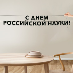 Гирлянда-растяжка С днем российской науки VN866 черная No Brand