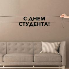 Гирлянда-растяжка С днем студента VN862 черная No Brand