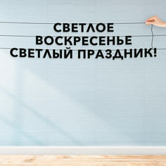 Гирлянда-растяжка Светлое воскресенье, светлый праздник! VN018 черная No Brand