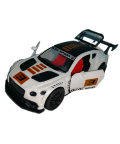 Машинка racing металлическая, инерционная, со светом, звуком, белый No Brand