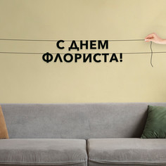 Гирлянда-растяжка С днем флориста VN913 черная No Brand