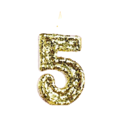 Свеча праздничная цифра 5 Страна Карнавалия Блестки 4 х 6,5 см золотистая