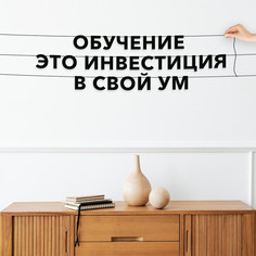 Гирлянда-растяжка Обучение это инвестиция в свой ум VN130 черная No Brand