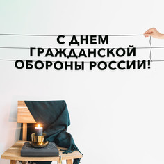Гирлянда-растяжка С днем гражданской обороны Росссии VN944 черная No Brand