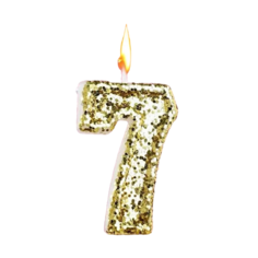 Свеча праздничная цифра 7 Страна Карнавалия Блестки 4 х 6,5 см золотистая
