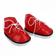 Ботинки для куклы "Завязки", длина подошвы: 7,5 см, 1 пара, цвет красный No Brand