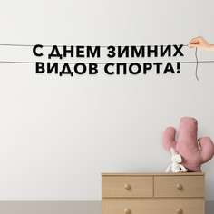 Гирлянда-растяжка С днем зимних видов спорта VN865 черная No Brand