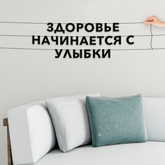 Гирлянда-растяжка Здоровье начинается с улыбки VN591 черная No Brand