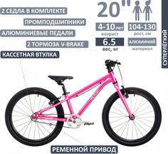 Велосипед JETCAT Race Pro 20 V-Brake Base Pink Pearl (Розовый)