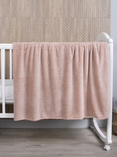Плед плюшевый 100х118 см для новорожденных в кроватку коляску , розовый Baby Nice