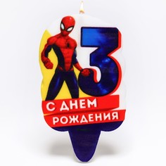 Свеча в торт 3 "С Днем Рождения", Человек-паук Marvel