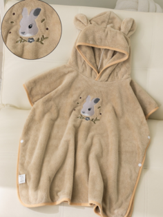 Полотенце пончо детское, 1-6, заяц, с капюшоном No Brand