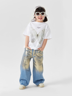 Футболка детская Happy Baby 88211, white butterfly , 128