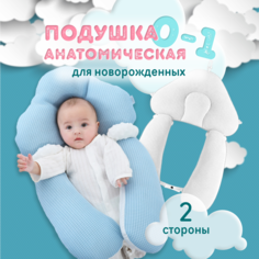 Подушка анатомическая позиционер для новорожденных Victor family pillow голубой