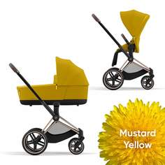 Cybex Priam IV Коляска 2 в 1, шасси IV Rosegold ручка Black/текстиль Mustard Yellow