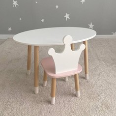 Комплект детской мебели DIMDOM kids, стол Овал белый, Стул Корона розовый