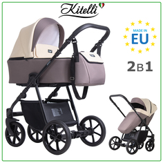 Коляска 2 в 1 Kitelli Areo 01, светло-коричневый, светло-бежевый, рама черная