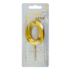 Свеча праздничная цифра 0 Омский Свечной 4 х 1,1 х 9,5 см золотистая