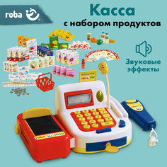Игровой набор для магазина: касса, продукты, игровые деньги, корзина для покупок Roba