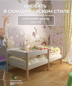 Детская кровать от 3-х лет с бортиком 140x70 см Moms charm.